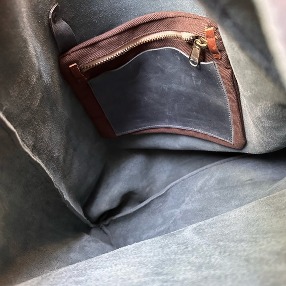 Genuine handmade MILES & LOUIE hunter green leather tote bag shopper shopping - Picture 4 of 13